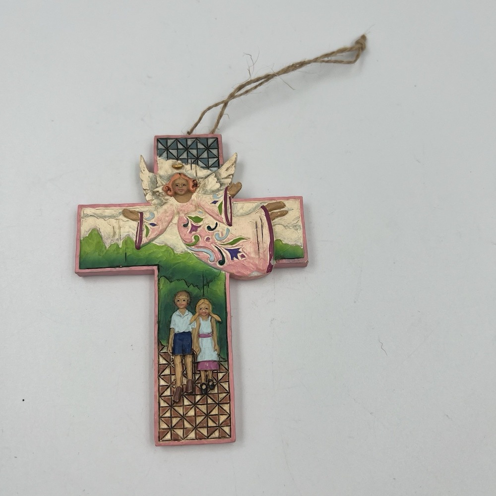 Jim Shore Heartwood Creek Guardian Angel Hanging Cross Ornament 2007 4008104